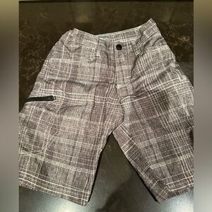 LEE Boys Size 8 Regular Grey Plaid Swimming Trunks